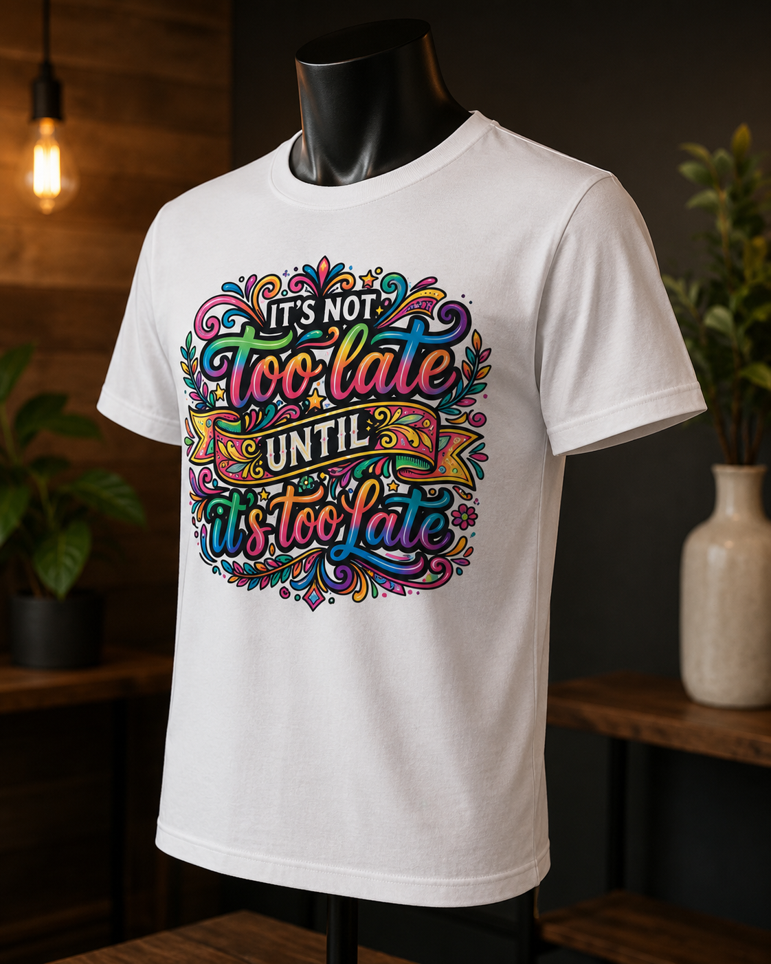 "It's Never Too Late" Inspirational T-Shirt